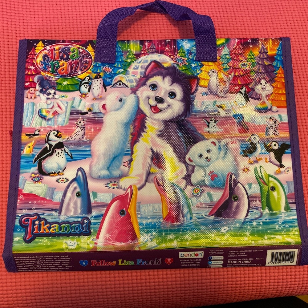 LISA FRANK TIKANNI Trifold Portfolio Binder Carrying Case‎ Color Activity 2020